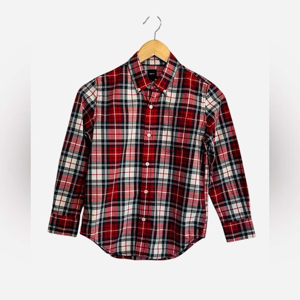Gap Kids Multi Color Plaid Long Sleeve Button Down Boys Size L 10 Regular